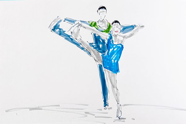 Zeichnung Eiskunstlauf, Künstler Gerhard Kraus, Kriftel