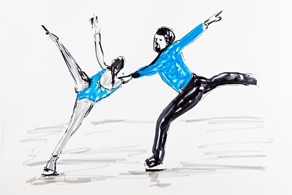 Zeichnung Eiskunstlauf, Künstler Gerhard Kraus, Kriftel