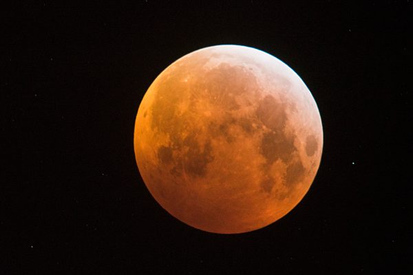Totale Mondfinsternis mit Blutmond, Vollmond, Emsland, Niedersachsen, Deutschland, Europa