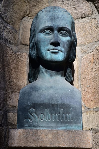 Hölderlin Büste am Hölderlinturm, Tübingen, Baden-Württemberg, Deutschland, Europa