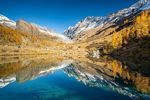 Grundsee mit Aletschhorn und Schinhorn, Lötschenlücke, Fafleralp, Lötschental, Wallis, Schweiz, Europa