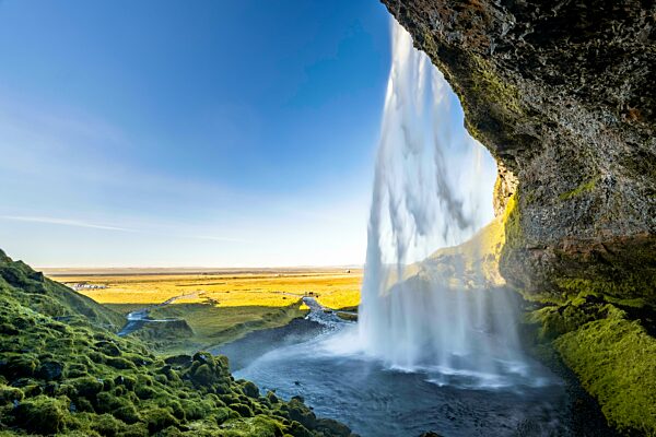 Wasserfall Seljalandsfoss, Fluss Seljalandsa, Südisland, Island, Europa