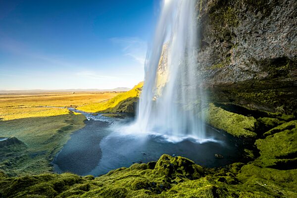 Wasserfall Seljalandsfoss, Fluss Seljalandsa, Südisland, Island, Europa