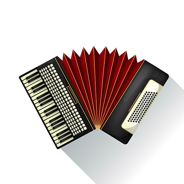 Realistische Vektor Akkordeon abd Schatten gegen weißen Hintergrund