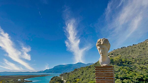 Büste des Apollo, Venezianische Burg, antike Stadt Butrint, Nationalpark Butrint, Saranda, Albanien, Europa
