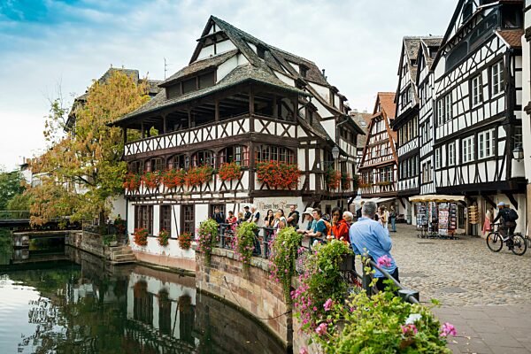 Fachwerkhäuser, La Petite France, Fluss Ill, Straßburg, Elsass, Frankreich, Europa