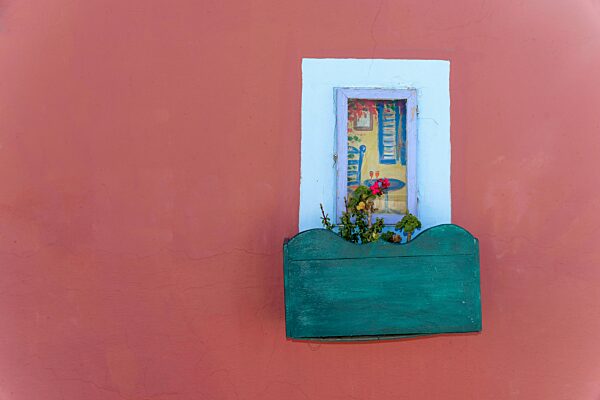 Farbige Hauswand, Oia, Santorin, Griechenland, Europa