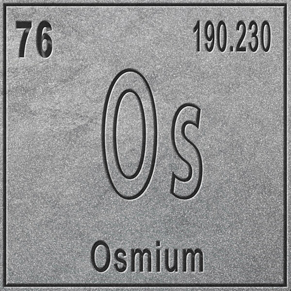 Osmium chemisches Element, Zeichen mit Ordnungszahl und Atomgewicht...