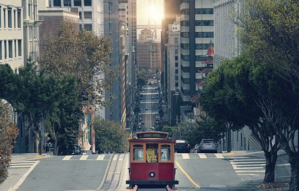 San Francisco, Kalifornien Straßen und Seilbahnen...