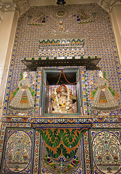 Ganesh Skulptur im City Palace Museum, Stadtpalast oder City Palace, Udaipur...