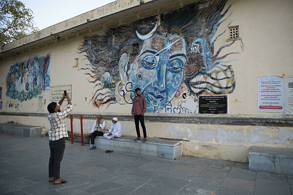 Wandmalerei, Straßenkunst, Udaipur, Rajasthan, Indien