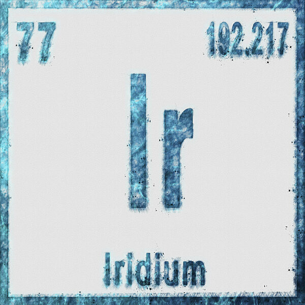 Illustration: Iridium Chemisches Element in Blau auf weißem Hintergrund