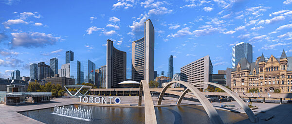 Malerische Skyline des Finanzviertels von Toronto in der Innenstadt