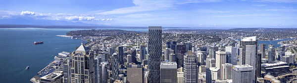 USA, Skyline des Finanz und Geschäftsviertels von Seattle in der Innenstadt