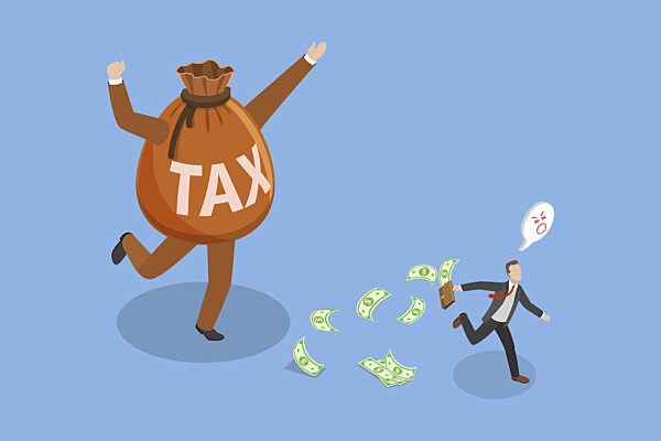 Illustration: Isometrische, flache 3D Vektorgrafik von Steuerhinterziehung...