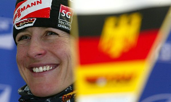 Biathlon-WM: Uschi Disl auf einer Pk