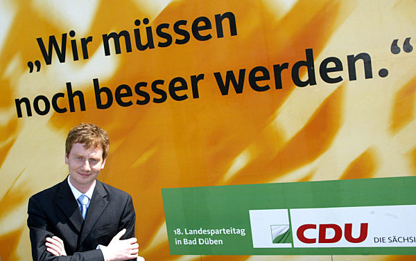 Der mit Dreiviertel-Mehrheit frisch gewählte sächsische CDU-Generalsekretär...