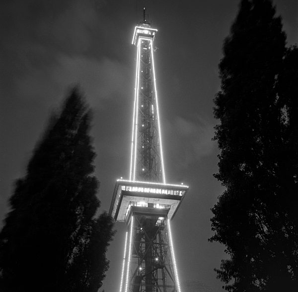 Berlin radio tower shines